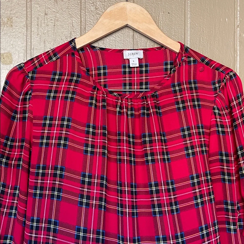 J. Crew Red and Black Plaid Blouse - Picture 3 of 7